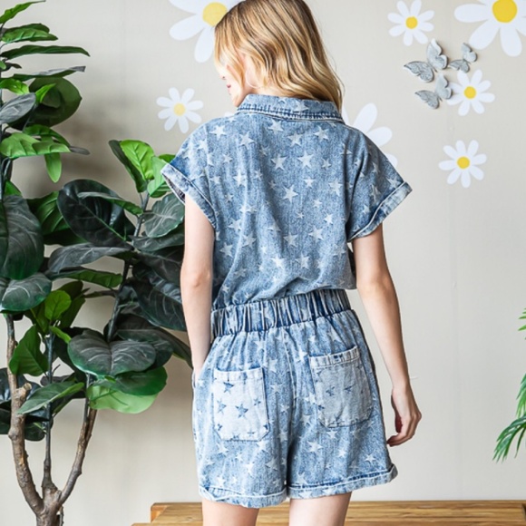 Oli & Hali Blue Star Jean Shorts - Picture 2 of 8
